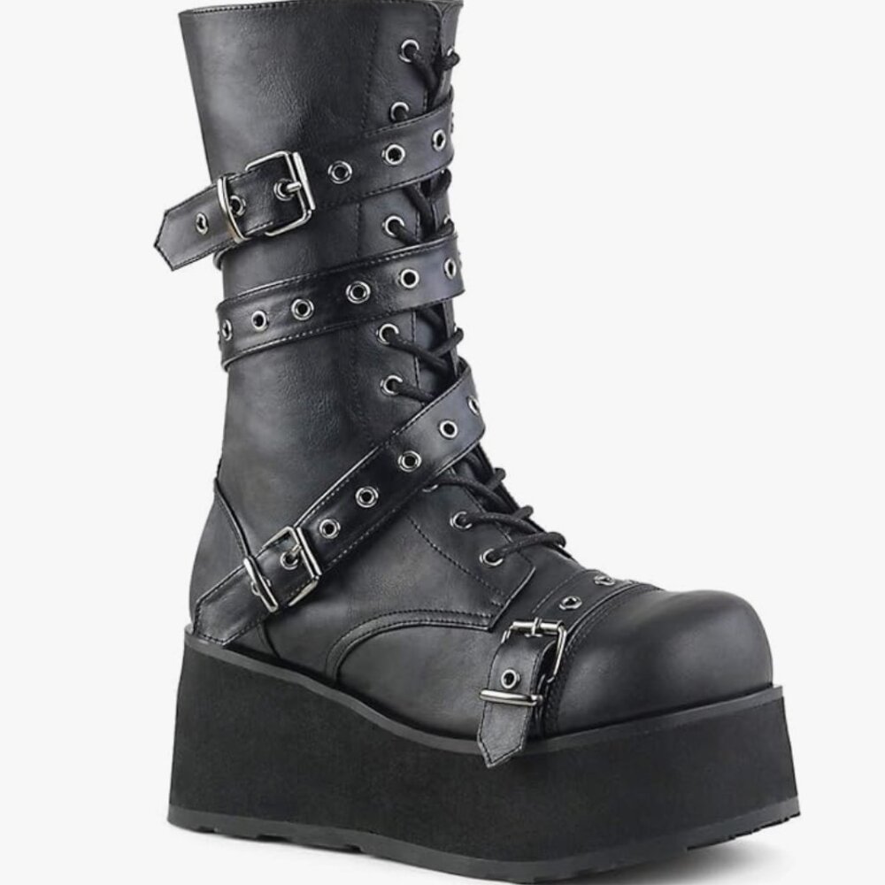 Pleaser Men's Trashville - 205 Buckle Boot,Black PU,10 M US